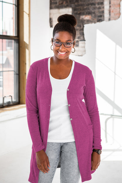 Ladies Eco-Triblend Rib Cardigan