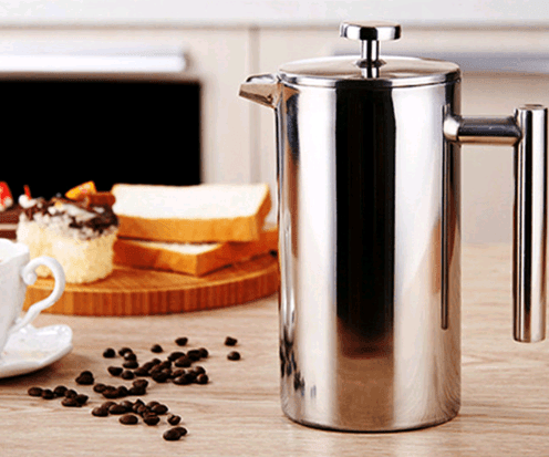 Double Stainless Steel Coffee Pot French Insulation Tea Maker-0