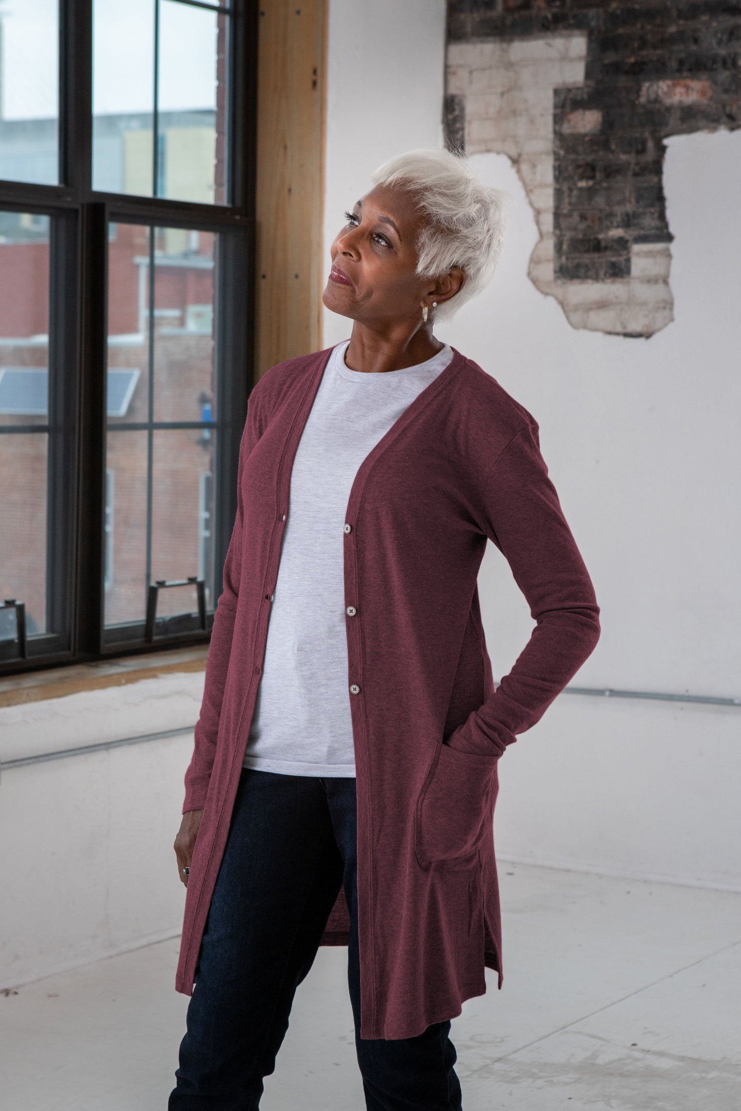 Ladies Eco-Triblend Rib Cardigan