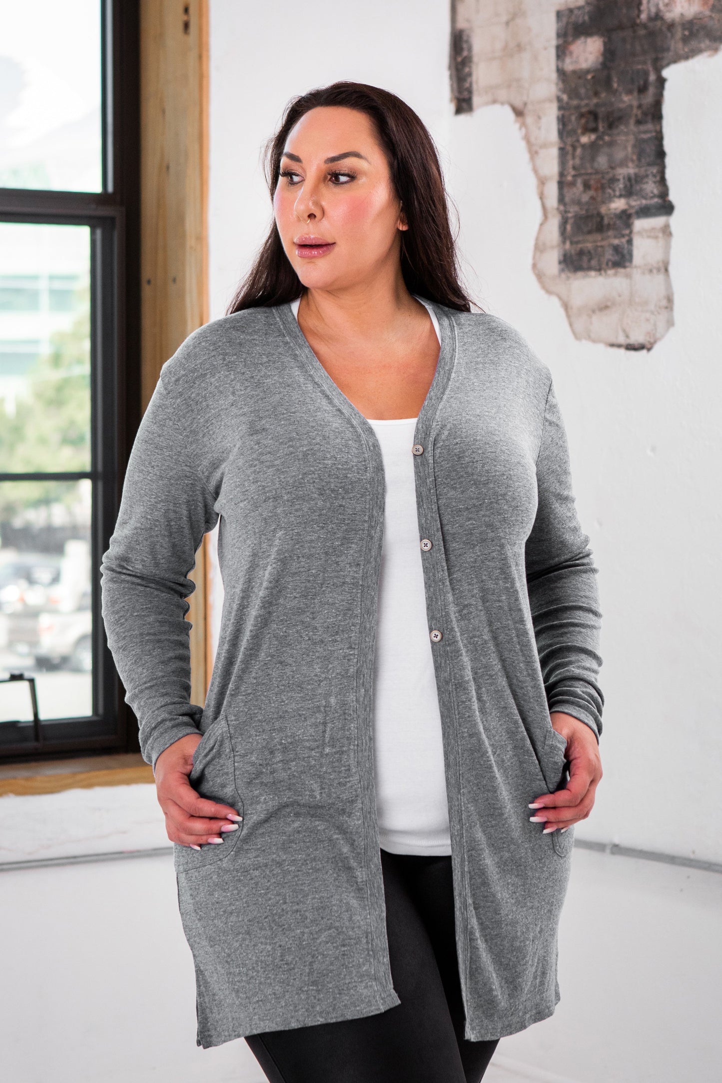 Ladies Eco-Triblend Rib Cardigan