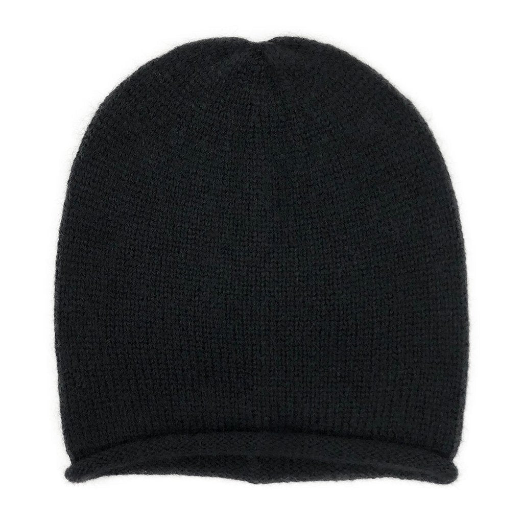 Black Essential Knit Alpaca Beanie-3