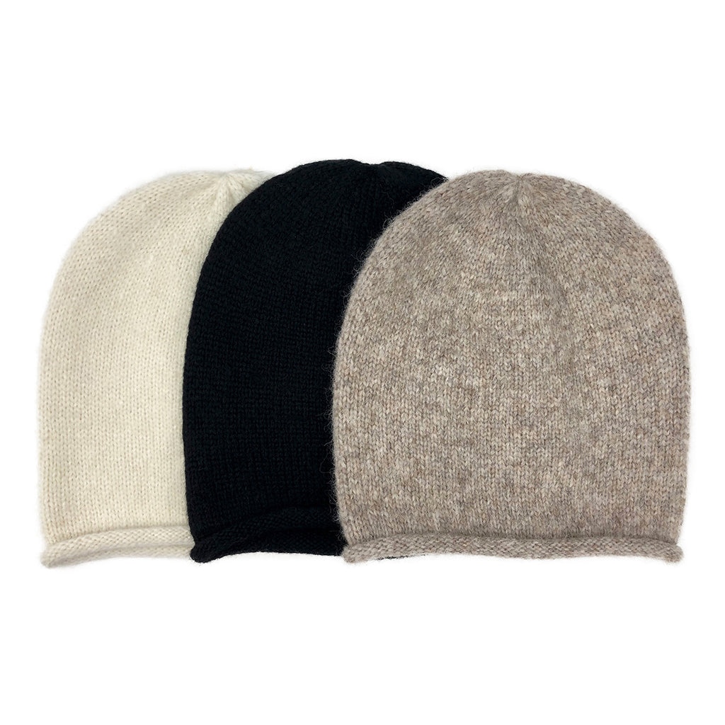 Beige Essential Knit Alpaca Beanie-4